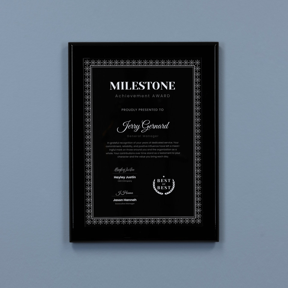 Obsidian Plaque - Black to Silver Plate