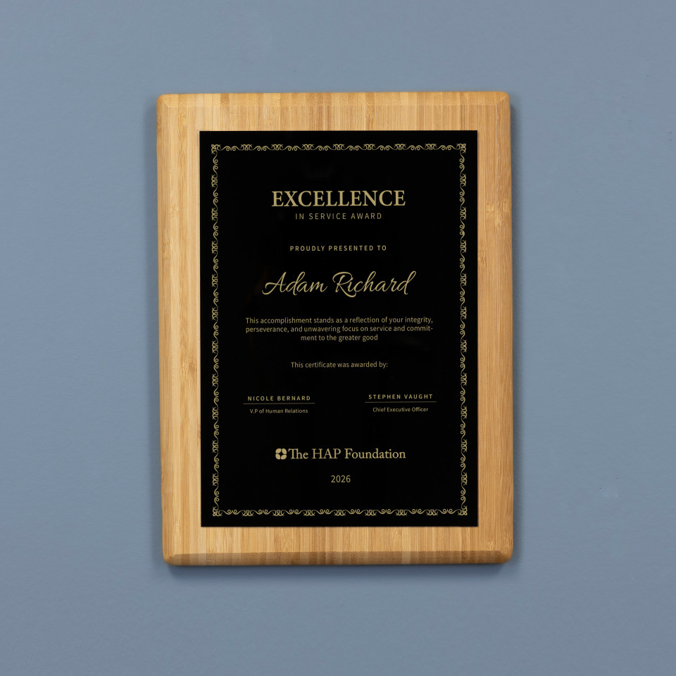 The Grove Bamboo Plaque - Black to Gold Plate