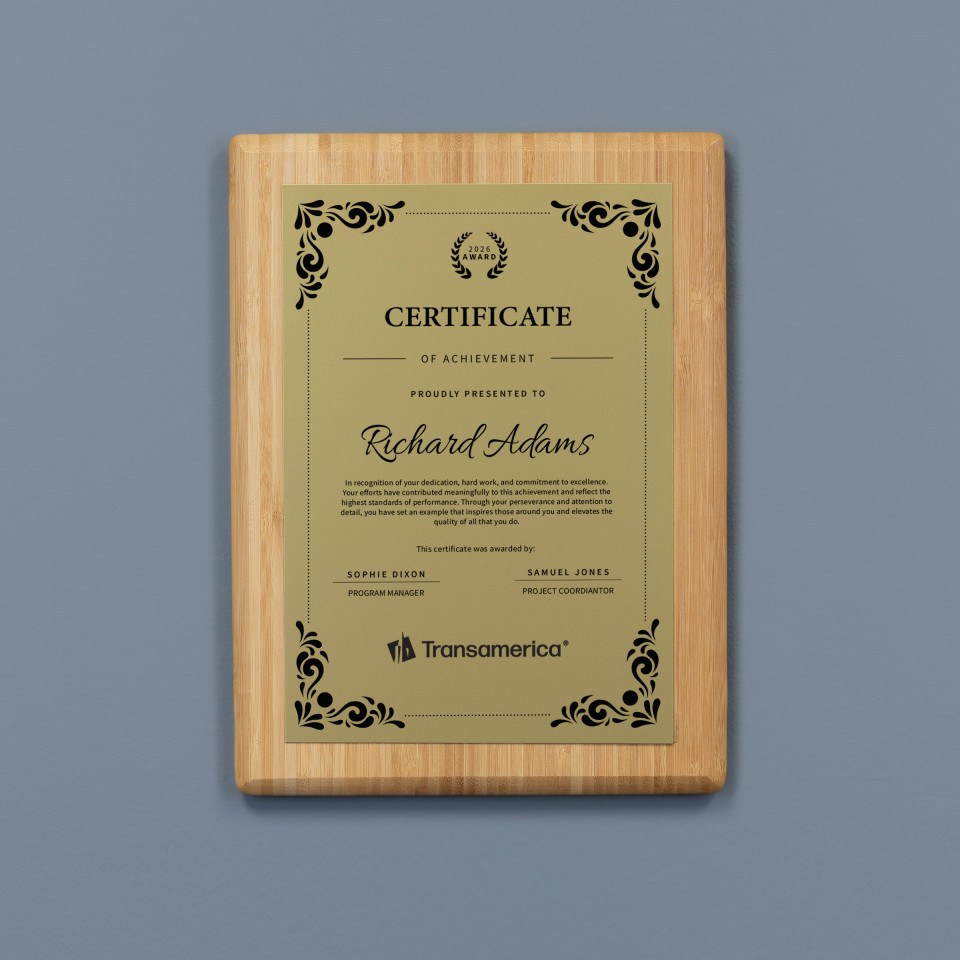 The Grove Bamboo Plaque - Gold to Black Plate