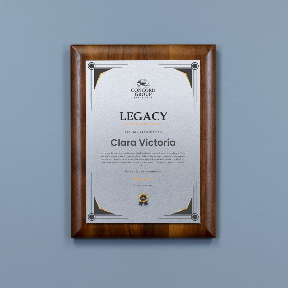 Heritage Walnut Plaque – Silver