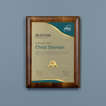 Heritage Walnut Plaque – Gold