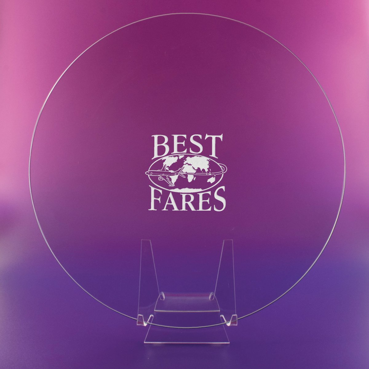 12" Round Hostess Tray — custom etched by Flawless Awards