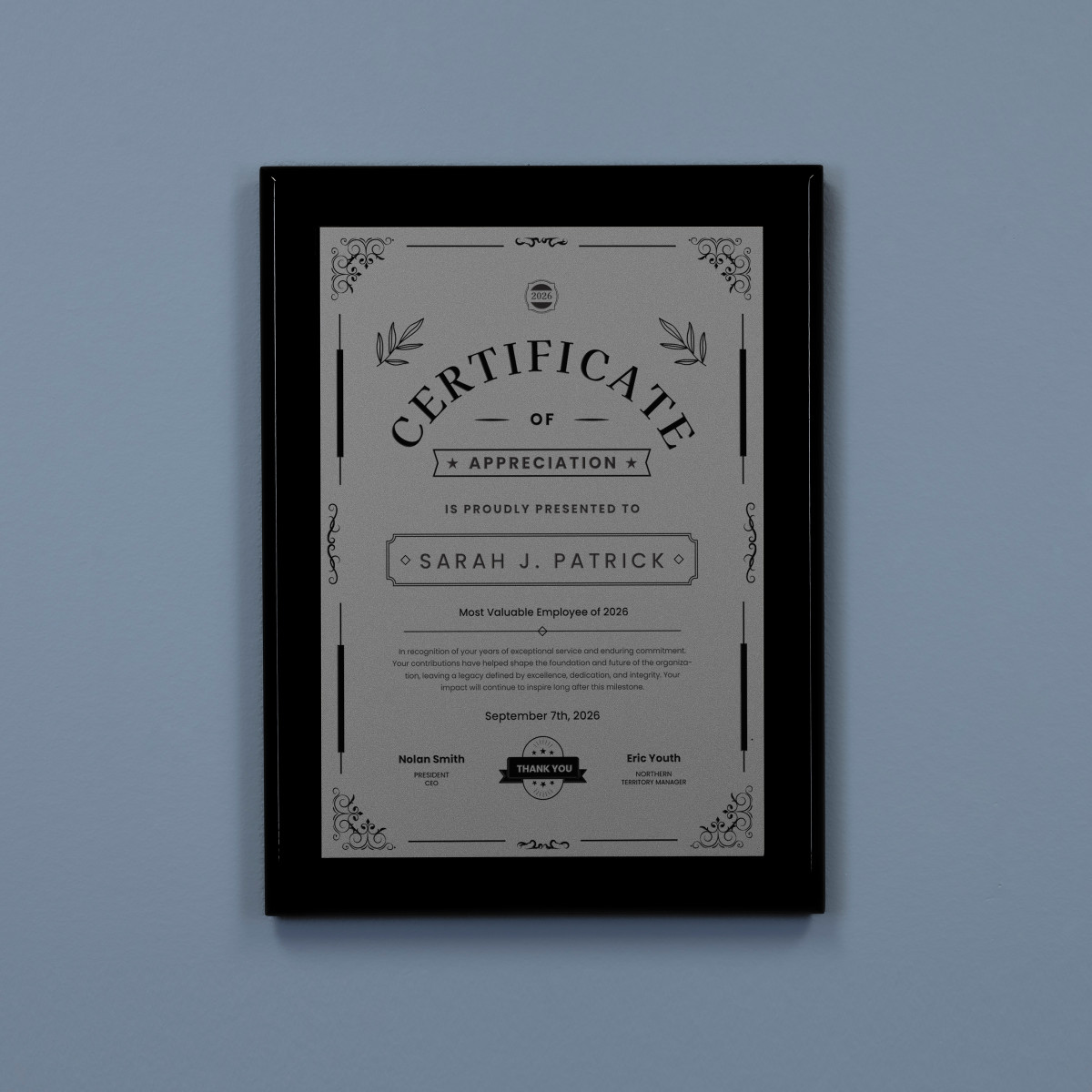 Obsidian Plaque - Silver to Black Plate — custom etched by Flawless Awards